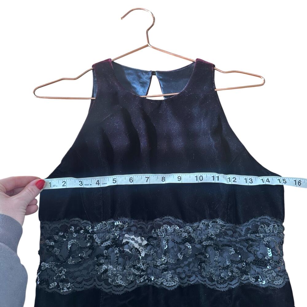 Jessica McClintock Gunne Sax Black Velvet Sequin Halter Dress 9/10 - Picture 5 of 6